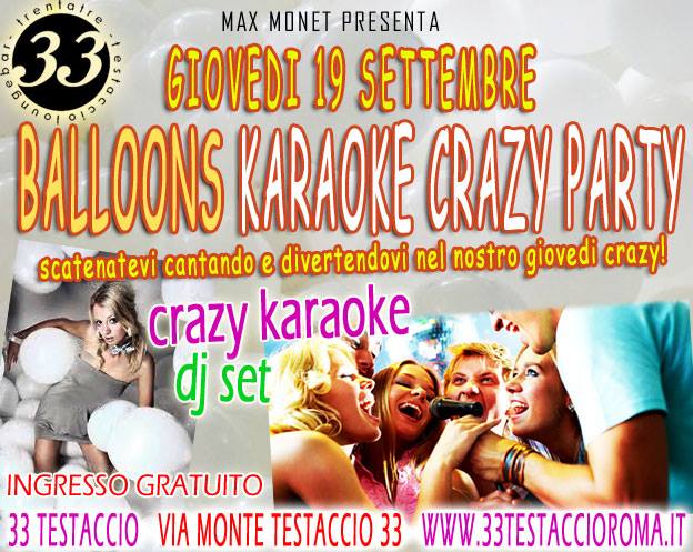 Crazy Karaoke con DJ set al Tr3ntatr3