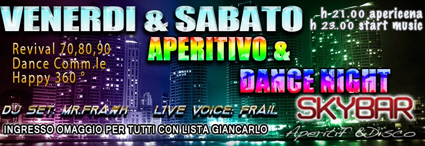 Aperitivo e Dance Party allo Sky Bar!